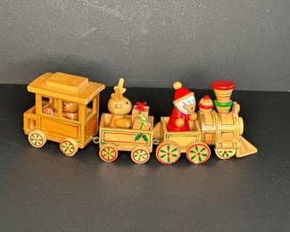 Vintage R Dakin & Co wood Santa train