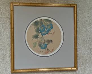 Signed watercolor Sao Ying Morning Glories