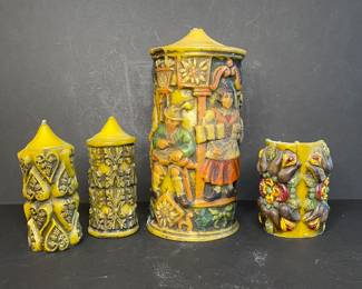 Carved wax German candles Vintage Johann Gunter