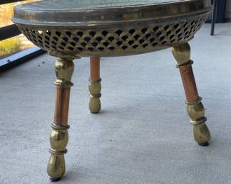 Brass peacock plant stand foot stool