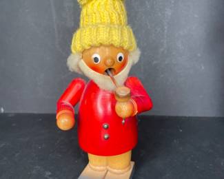 German smoker wood carved figurine incense burner