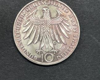 1972 Germany Munich Summer Olympics on 10 Mark Silver Coin