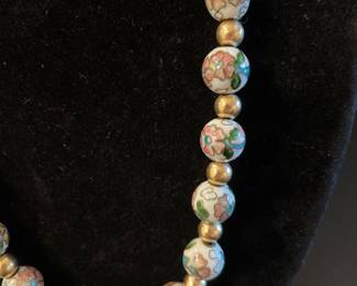 14k cloisonné necklace