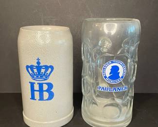 Vintage Hofbrauhaus & Paulaner Thomasbrau Munchen beer stein