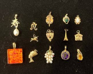 14k gold & costume pendants