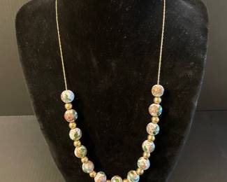 14k cloisonné necklace
