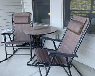 Outdoor rockers and table