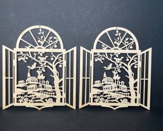 Carved wood gates