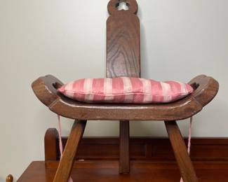 Vintage wood birthing stool