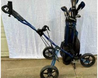 Walter Hagen MS2 Golf Clubs and Bag Boy Sidekick Push Cart