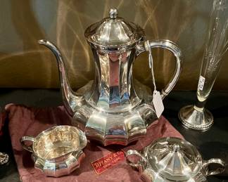 TIFFANY & CO SILVER TEA SET.