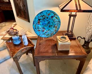 Stain glass table lamp and accent tables