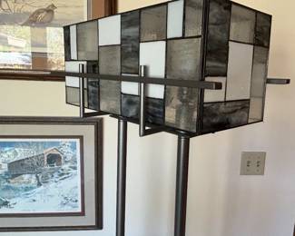Stain glass floor lamp with foot switch