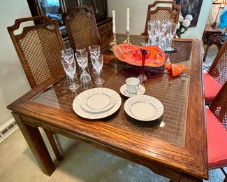 Burlington Furniture Lexington NC-set includes table with 3 leaves, 4 side chairs, two arm chairs and table pads!
