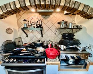 Cookware a plenty All Clad, Cuisinart, cast iron and many more!