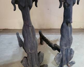 Antique Cast Iron Dog Andirons