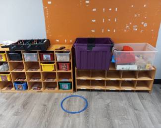 (2) Wooden Storage Cubbies With Contents
