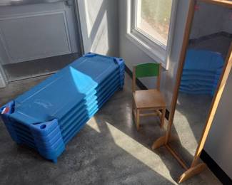 (6) Children's Cots Standing Mirror And Chair