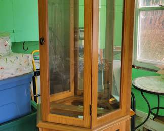 Hexagonal lighted curio cabinet  - 2 available 