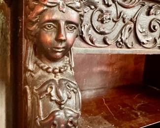 Antique (possibly French) Carved Walnut Bookcase - circa mid 1800's