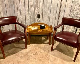 Leather arm chairs, 4 matching 