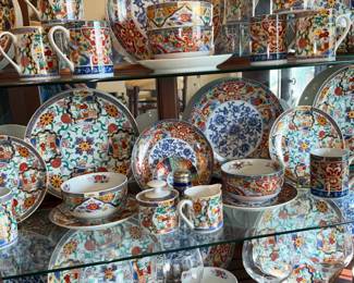 Imari Gohan,  2 complete sets of 6 plates/ bowls/cups