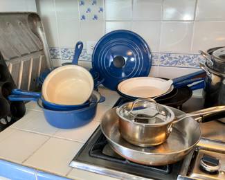 Le Crueset, miscellaneous pots and pans 