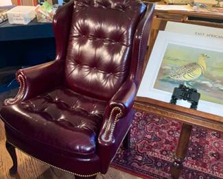 Hancock & Moore, leather  chair. Book stand 