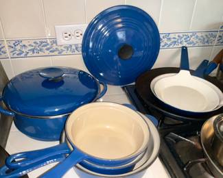 Pots, pans,  Le Crueset, pans &  pots