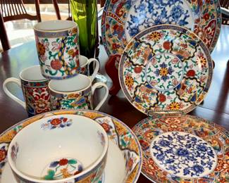 Imari Gohan,  2 complete sets of 6 plates/ bowls/cups