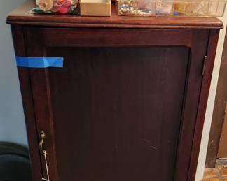 Sewing items and record cabinet 