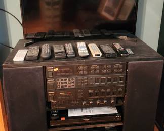 Samsung TV, Vinicraft switcher, special effects generator, audio video processor, Panasonic DVD, Pioneer receiver