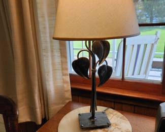 metal handmade lamp signed by T. Boone