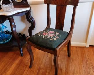 Pair of antique, needlepoint chairs