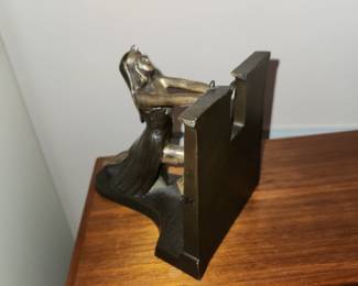 pair of antique bronze bookends, "Queen of the Nile" by LV Aronson, 1924