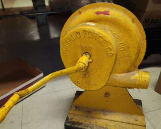 vintage, hand-crank blower, Buffalo Forge Co. model 500.  Civil Defense bomb shelter air supply blowers used in private and public shelters in the 1950's and 60's.