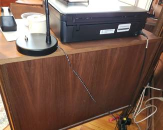 Pair of free-standing Ello MCM solid walnut shelving units (back shown)