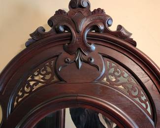 antique carved etagere/19th c Renaissance Revival Etagere, top detail