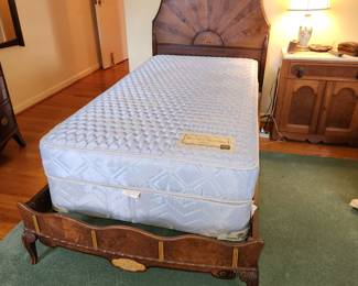 pair antique, carved beds with matching  vanity & tall dresser