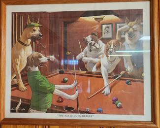 Dogs Playing Pool lithograph, 3 of these