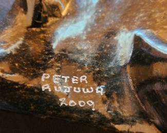 signed bull stone statue/sculpture by Peter Rujuwa