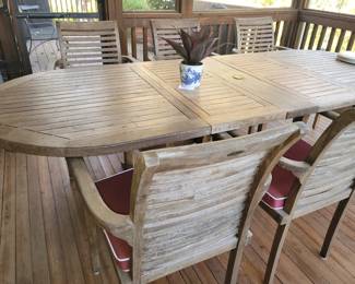 Large Teak Outdoor table & 6 chairs