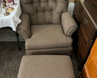 Upholstered Chair with Foot Stool