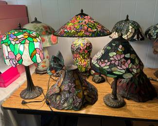 Vintage Tiffany Style  - Metal  Lamps