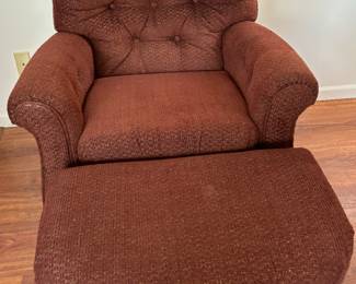 Upholstered Chair and Foot Stool