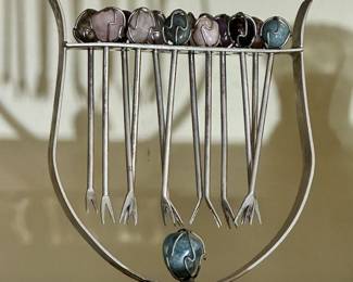 Semi-Precious Stones on Cocktail Forks