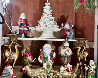 Christmas Tree with mini lights and Brass Sleigh and Reindeer...