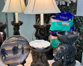 Soap Stone Elephant Plate, Monkey Lamp...