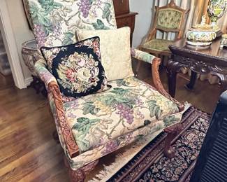 One of Two High Leg, Arm Chairs