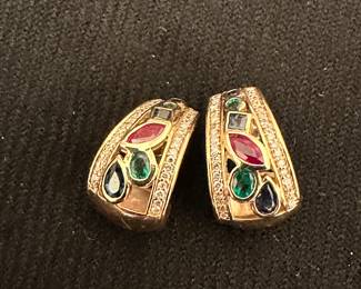 14K Gem Studded Earrings